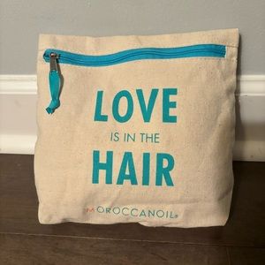 Moroccan Oil "Love Is In The Hair" Canvas Zip Pouch Bag.